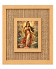 Goddess Ganaga Laminated Jute Wall Photo Frame, 14 X 16 Inch (F174091)
