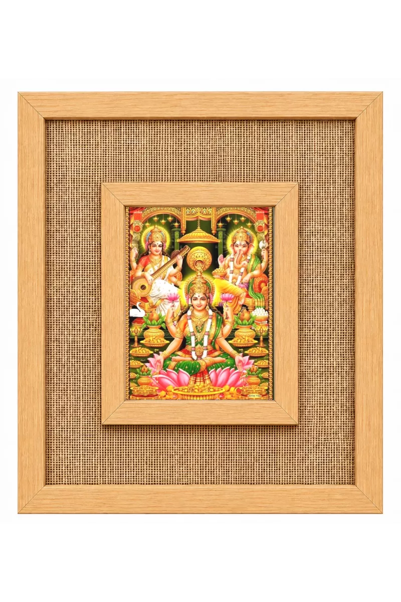 Maa Lakshmi Laminated Jute Wall Photo Frame, 14 X 16 Inch (F174093)