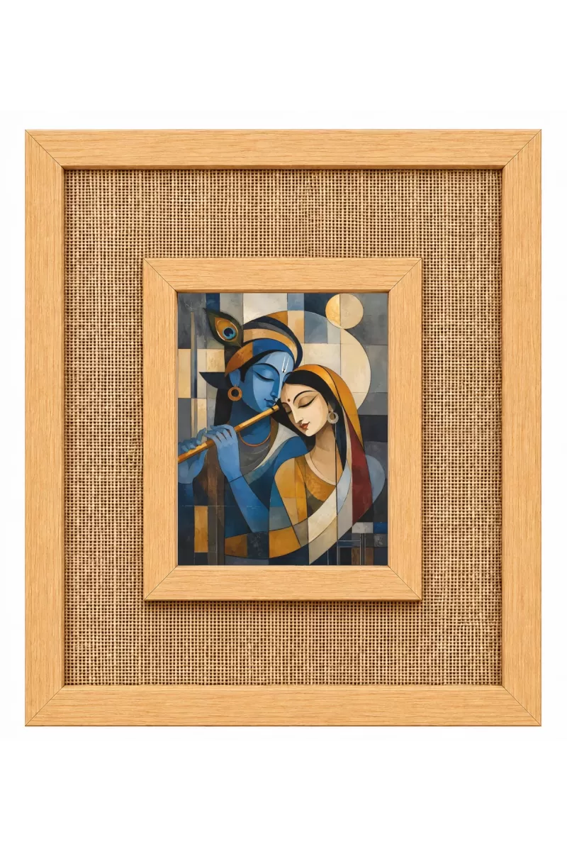 Radha Krishna Laminated Jute Wall Photo Frame, 14 X 16 Inch (F174095)