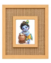 Lord Krishna Laminated Jute Wall Photo Frame, 14 X 16 Inch (F174096)