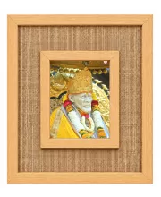 Shirdi Sai Baba Laminated Jute Wall Photo Frame, 14 X 16 Inch (F174097)