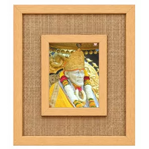 Shirdi Sai Baba Laminated Jute Wall Photo Frame, 14 X 16 Inch (F174097)