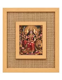 Durga Maa Laminated Jute Wall Photo Frame, 14 X 16 Inch (F174098)
