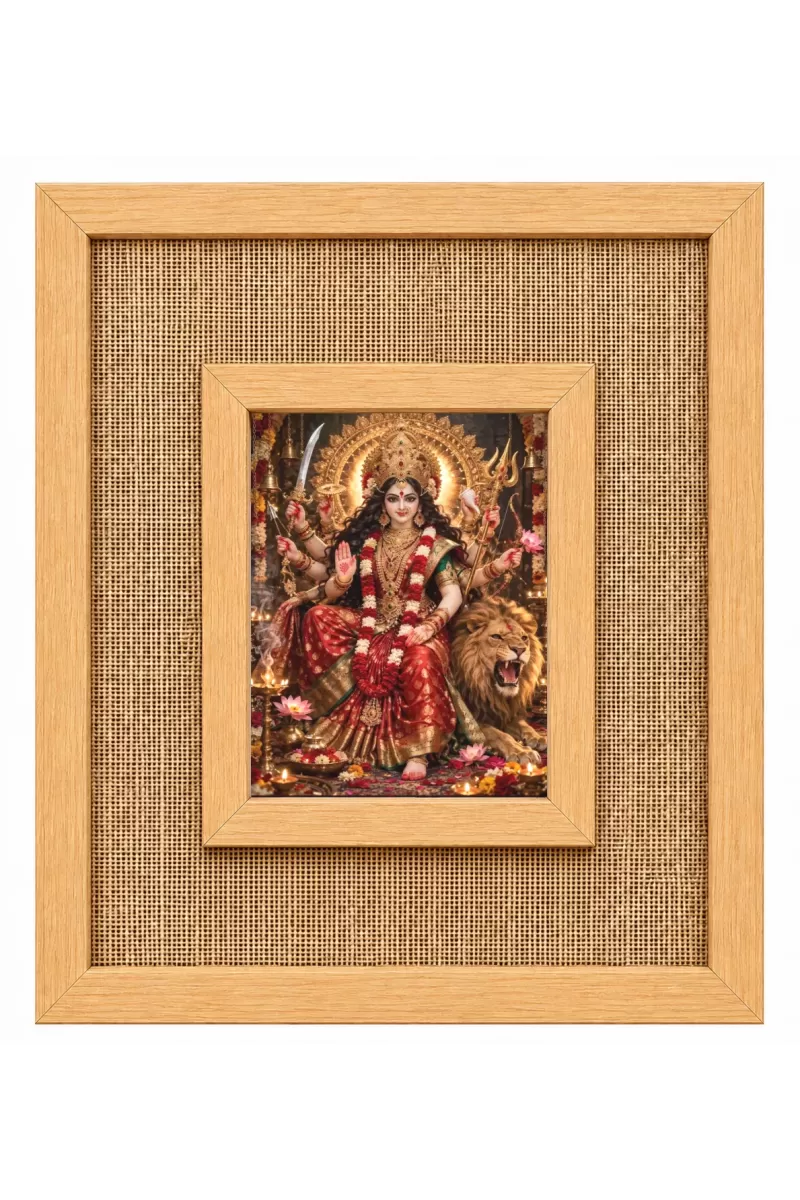 Durga Maa Laminated Jute Wall Photo Frame, 14 X 16 Inch (F174098)
