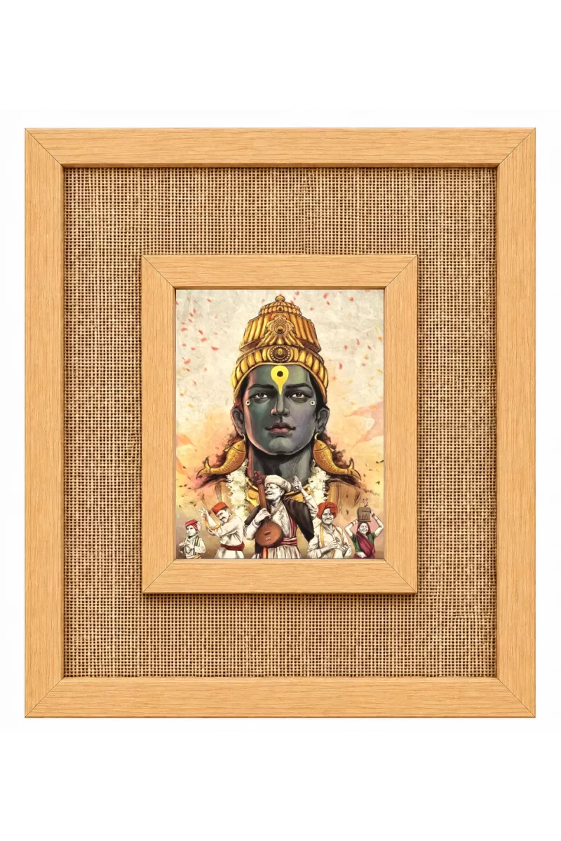 Lord Vishnu Laminated Jute Wall Photo Frame, 14 X 16 Inch (F174099)