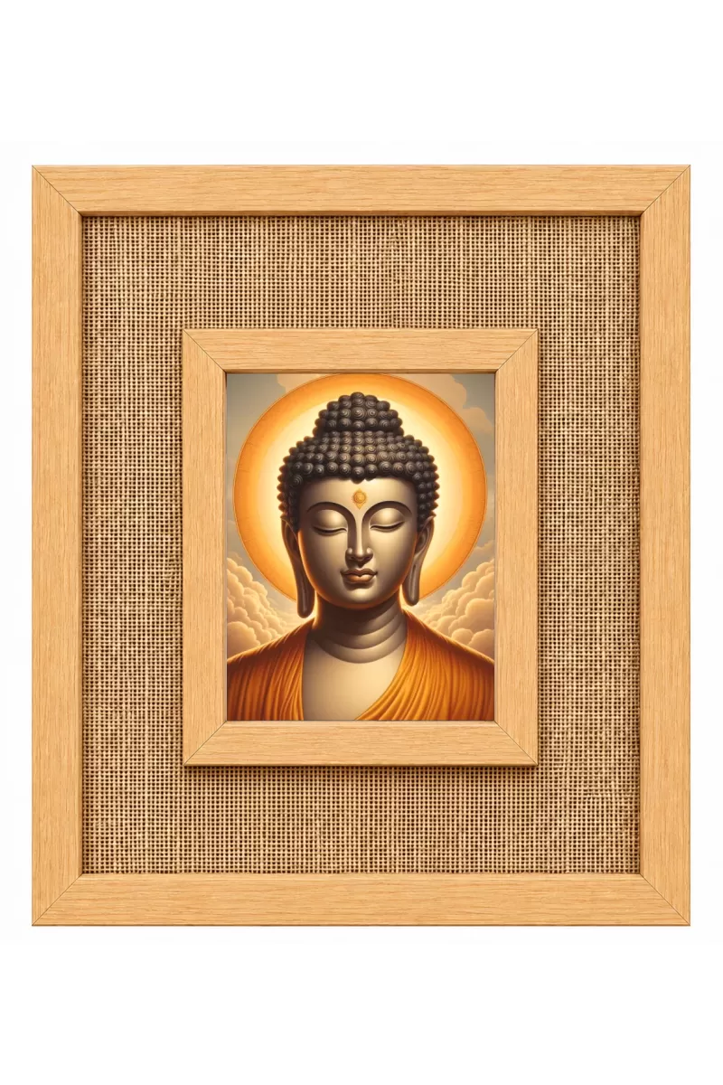 Buddha Laminated Jute Wall Photo Frame, 14 X 16 Inch (F174103)