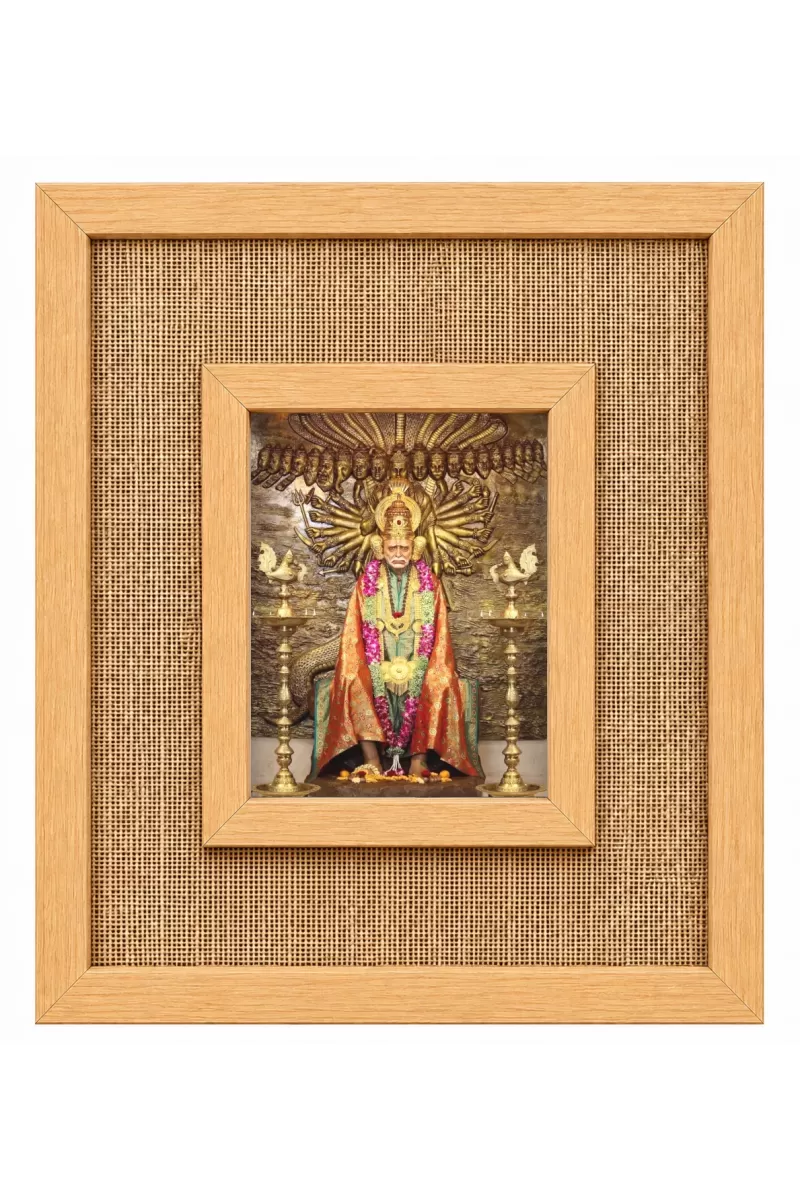 Shree Swami Samarth Laminated Jute Wall Photo Frame, 14 X 16 Inch (F174106)