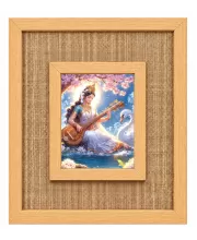 Goddess Saraswati Laminated Jute Wall Photo Frame, 14 X 16 Inch (F174107)