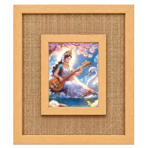 Goddess Saraswati Laminated Jute Wall Photo Frame, 14 X 16 Inch (F174107) Goddess Saraswati Laminated Jute Wall Photo Frame, 14 X 16 Inch (F174107)