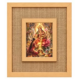Goddess Lakshmi Laminated Jute Wall Photo Frame, 14 X 16 Inch (F174108)