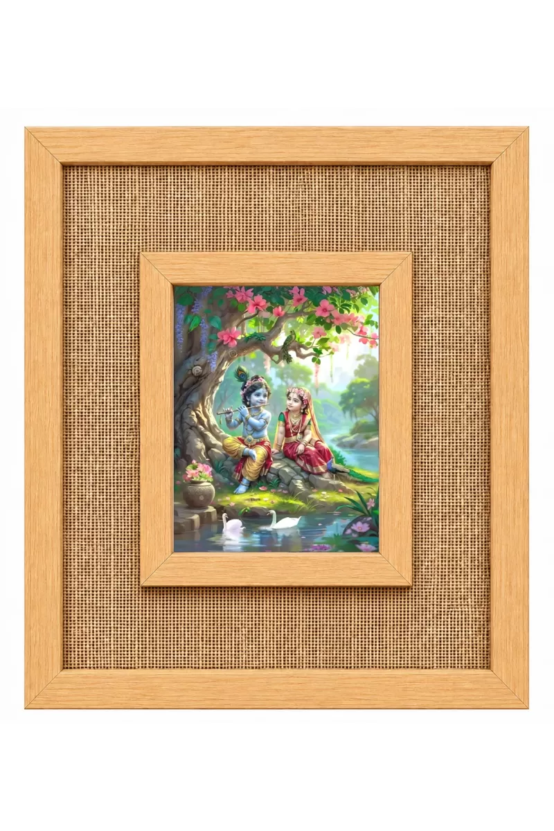 Radha Krishna Laminated Jute Wall Photo Frame, 14 X 16 Inch (F174110)