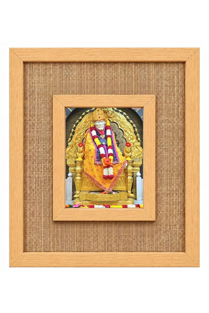Shirdi Sai Baba Laminated Jute Wall Photo Frame, 14 X 16 Inch (F174111)
