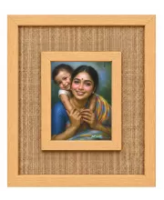 Mother And Child Laminated Jute Wall Photo Frame, 14 X 16 Inch (F174113)