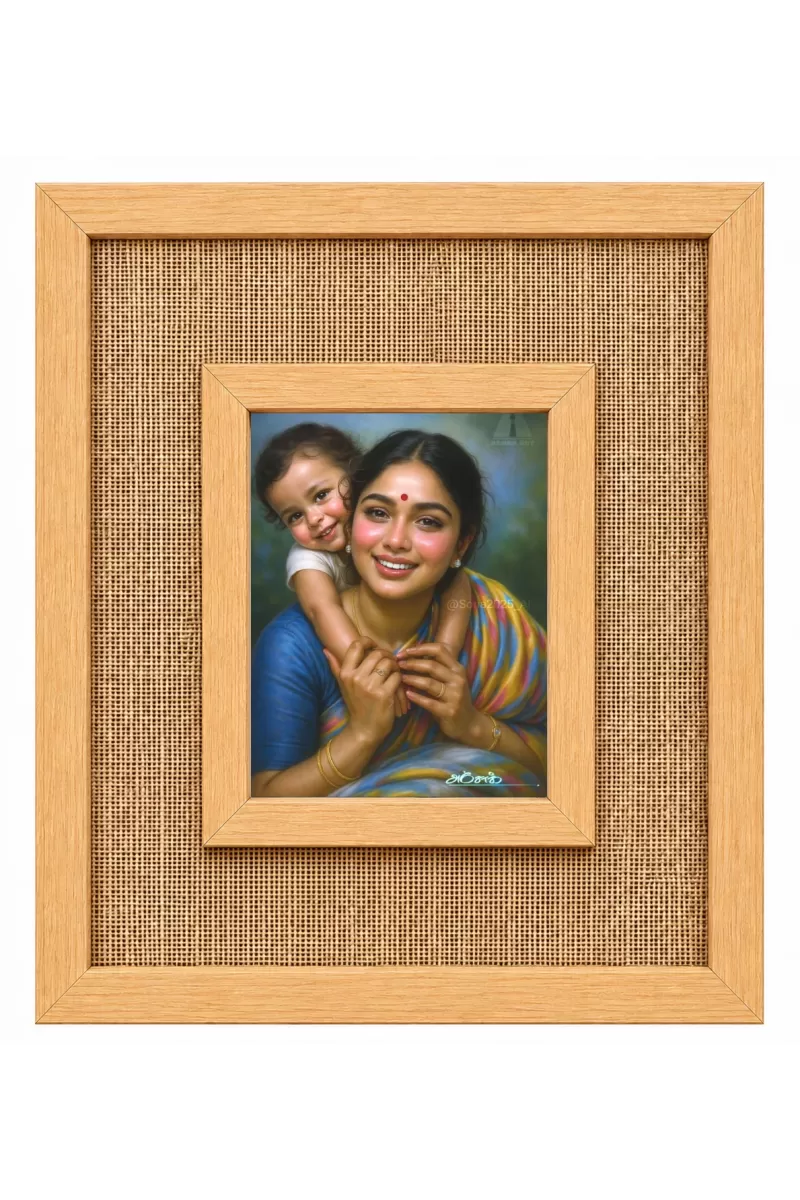 Mother And Child Laminated Jute Wall Photo Frame, 14 X 16 Inch (F174113)