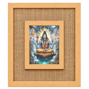 Lord Shiva Laminated Jute Wall Photo Frame, 14 X 16 Inch (F174116)