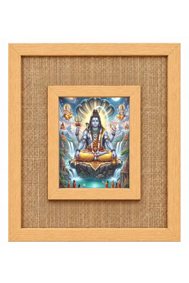 Lord Shiva Laminated Jute Wall Photo Frame, 14 X 16 Inch (F174116)