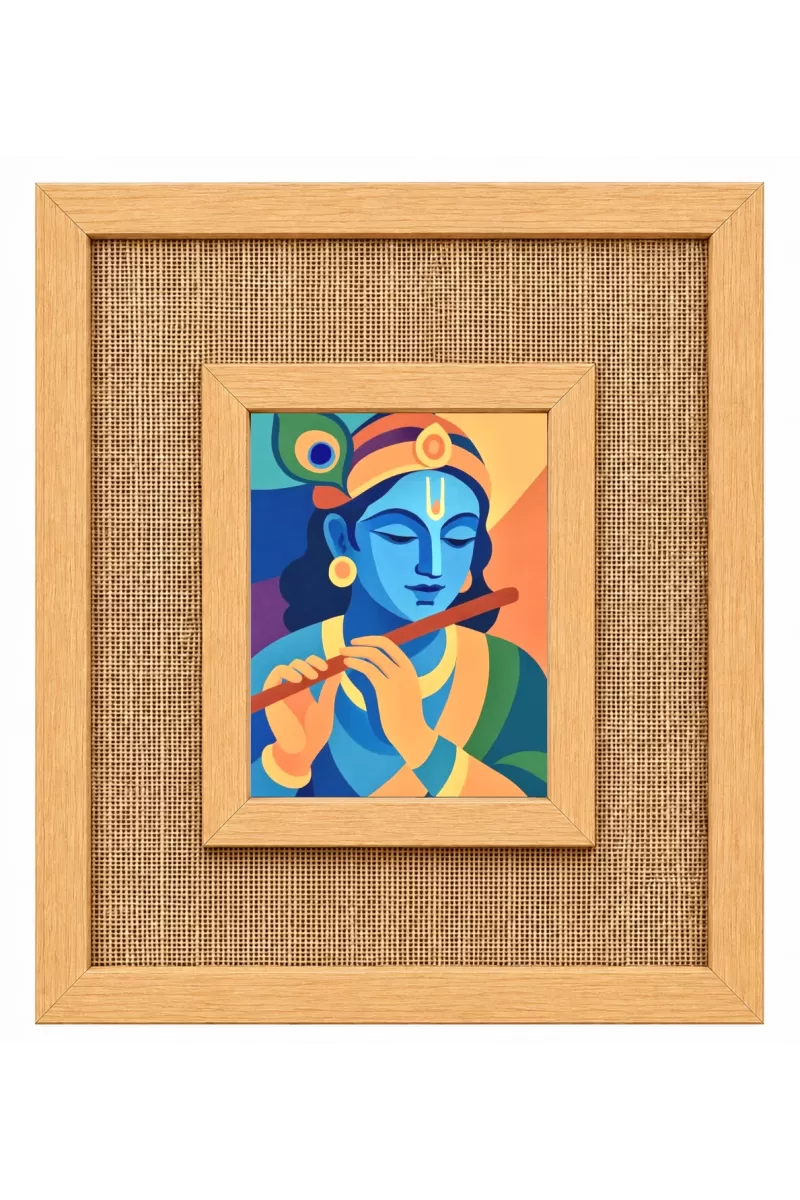 Lord Krishna Laminated Jute Wall Photo Frame, 14 X 16 Inch (F174122)
