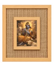 Lord Krishna Laminated Jute Wall Photo Frame, 14 X 16 Inch (F174124)
