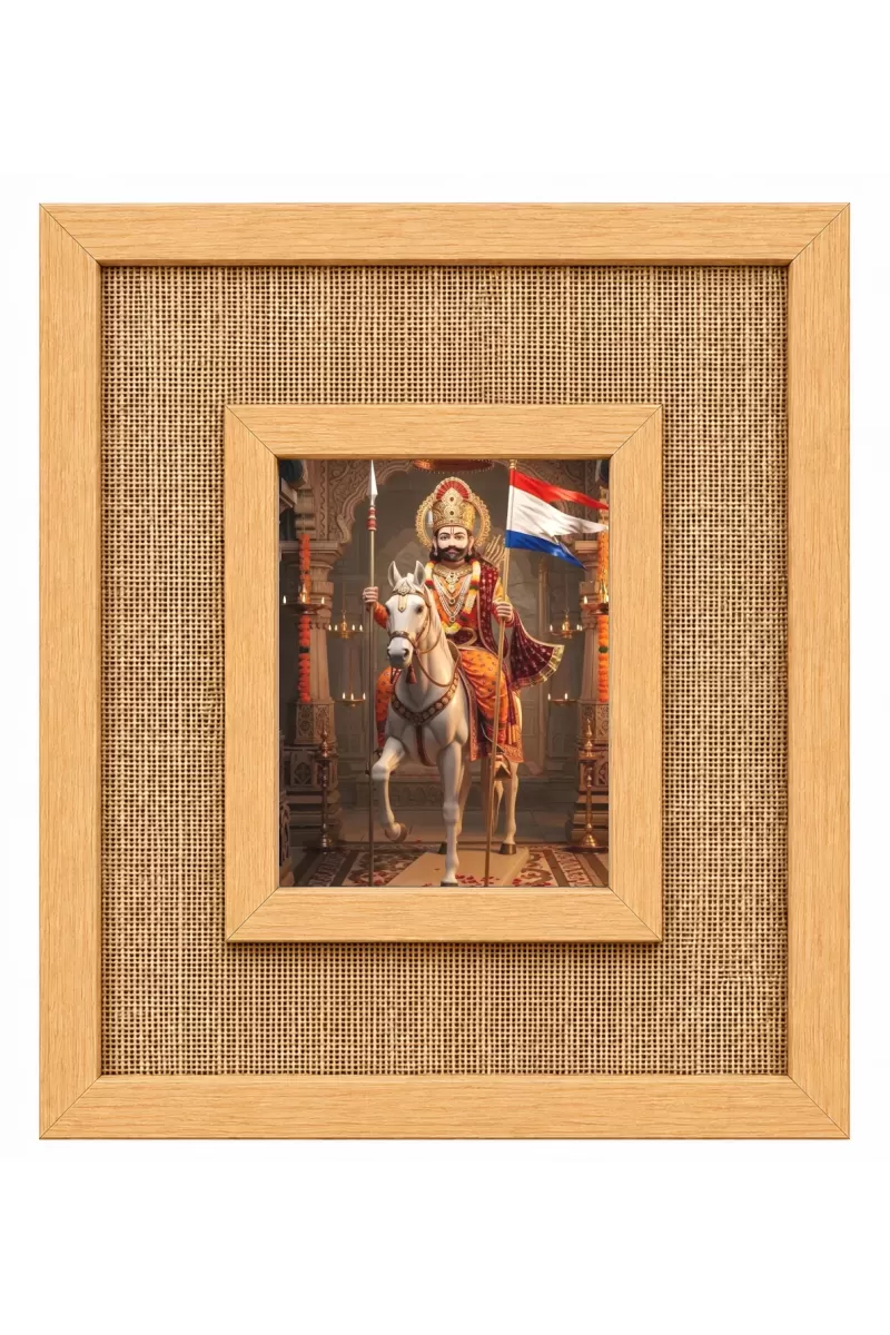 Khatu Shyam Ji Laminated Jute Wall Photo Frame, 14 X 16 Inch (F174127)