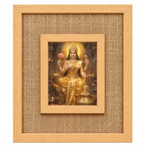 Goddess Lakshmi Laminated Jute Wall Photo Frame, 14 X 16 Inch (F174130)