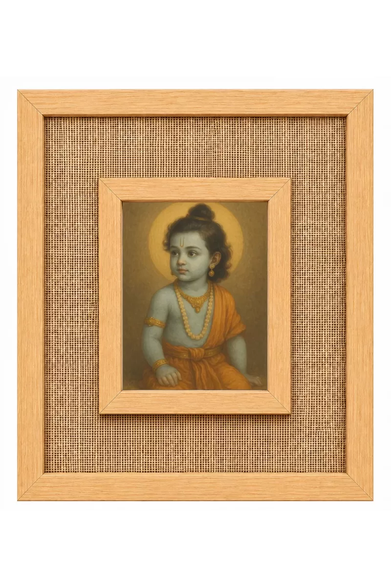Lord Krishna Laminated Jute Wall Photo Frame, 14 X 16 Inch (F174132)