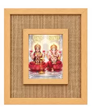 Lakshmi Ganesha Laminated Jute Wall Photo Frame, 14 X 16 Inch (F174133)