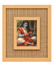Maa Durga Laminated Jute Wall Photo Frame, 14 X 16 Inch (F174135)