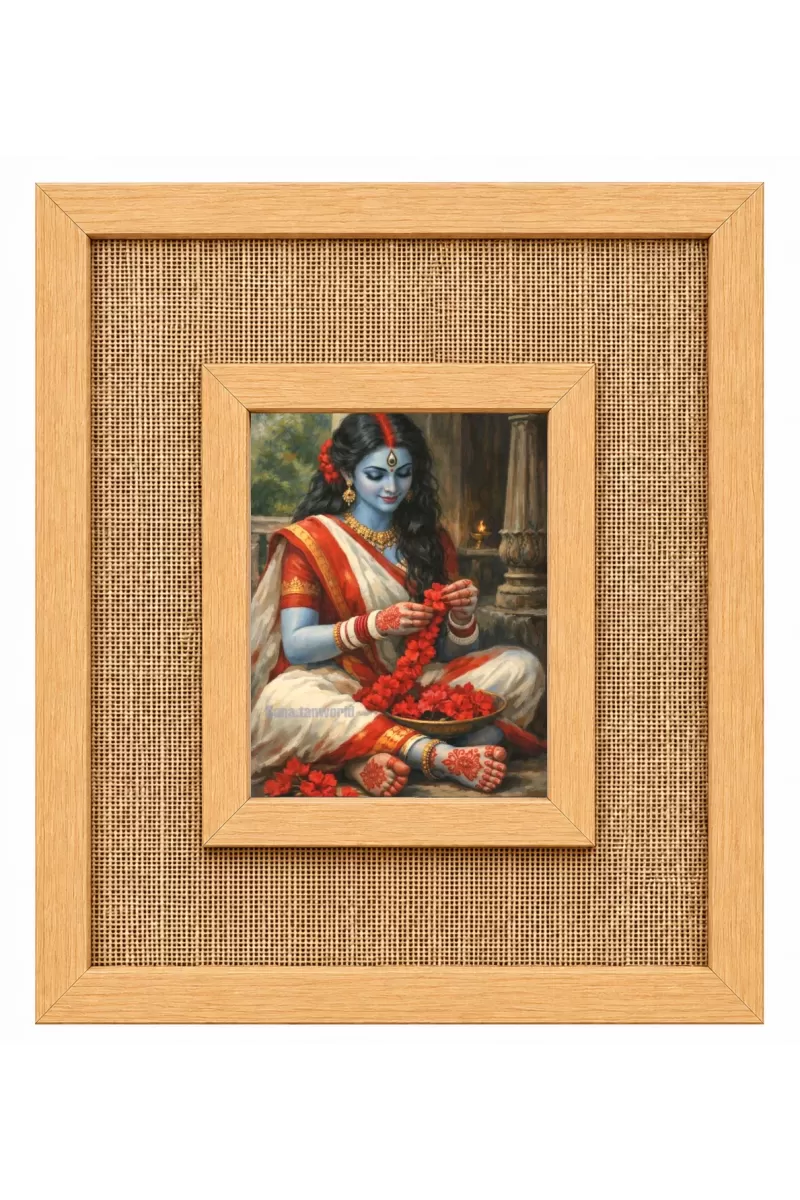 Maa Durga Laminated Jute Wall Photo Frame, 14 X 16 Inch (F174135)