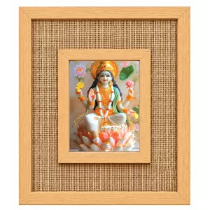 Goddess Lakshmi Laminated Jute Wall Photo Frame, 14 X 16 Inch (F174137)