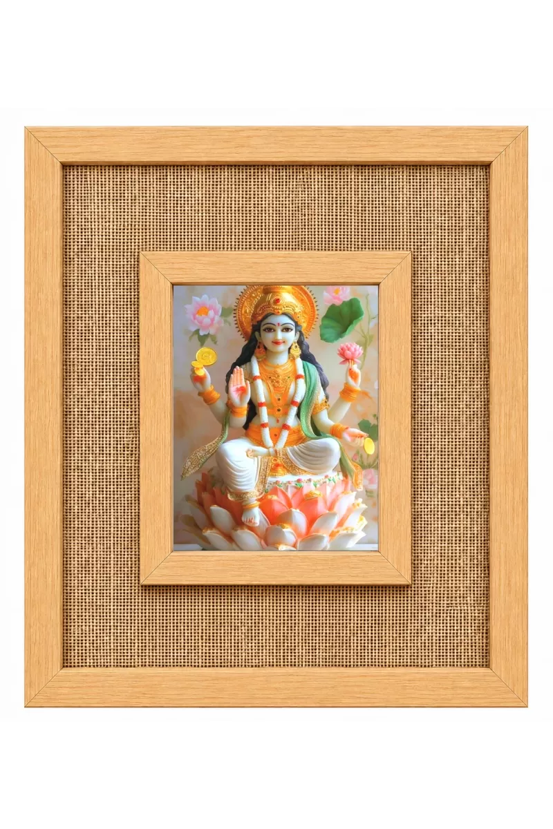 Goddess Lakshmi Laminated Jute Wall Photo Frame, 14 X 16 Inch (F174137)
