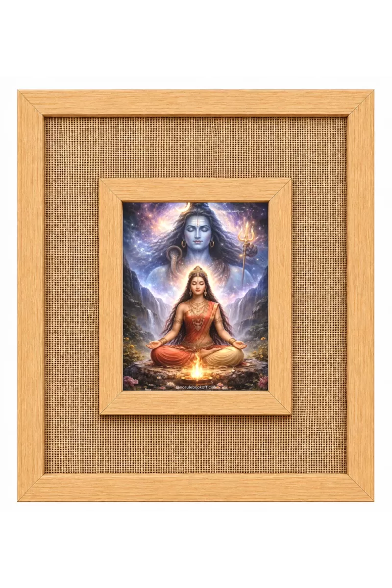 Shiva Parvati Laminated Jute Wall Photo Frame, 14 X 16 Inch (F174139)