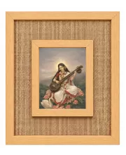 Goddess Saraswati Laminated Jute Wall Photo Frame, 14 X 16 Inch (F174143)