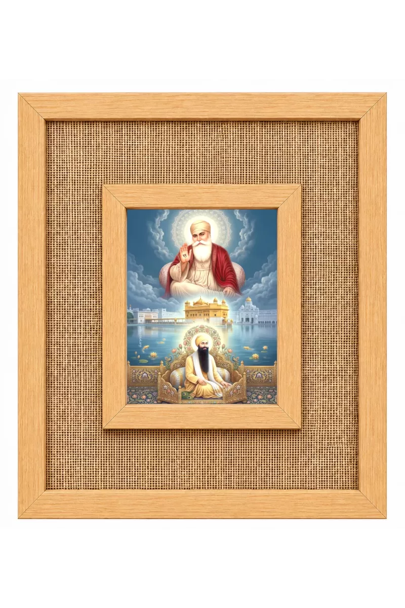 Guru Nanak Dev Ji Laminated Jute Wall Photo Frame, 14 X 16 Inch (F174146)