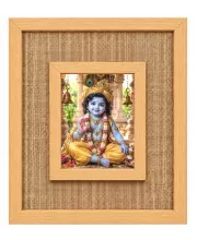 Lord Krishna Laminated Jute Wall Photo Frame, 14 X 16 Inch (F174148)