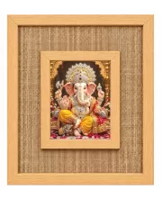 Lord Ganesha Laminated Jute Wall Photo Frame, 14 X 16 Inch (F174149)