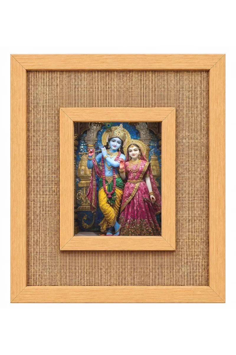 Radha Krishna Laminated Jute Wall Photo Frame, 14 X 16 Inch (F174150)
