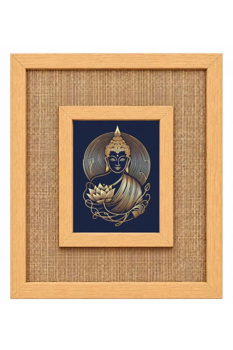 Buddha Laminated Jute Wall Photo Frame, 14 X 16 Inch (F174153)