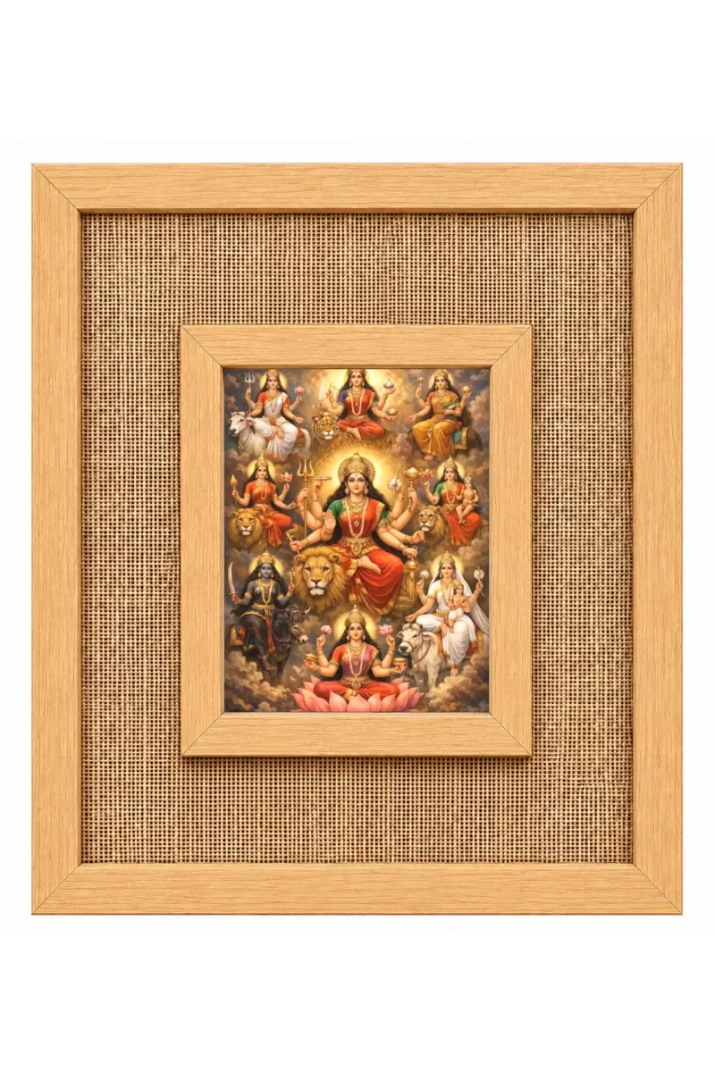 Maa Durga Laminated Jute Wall Photo Frame, 14 X 16 Inch (F174170)