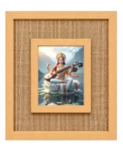 Goddess Saraswati Laminated Jute Wall Photo Frame, 14 X 16 Inch (F174173)