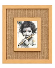 Lord Krishna Laminated Jute Wall Photo Frame, 14 X 16 Inch (F174176)