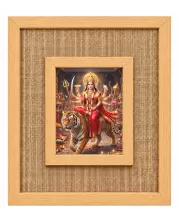 Durga Maa Laminated Jute Wall Photo Frame, 14 X 16 Inch (F174179)