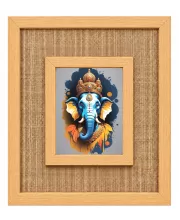 Lord Ganesha Laminated Jute Wall Photo Frame, 14 X 16 Inch (F174184)