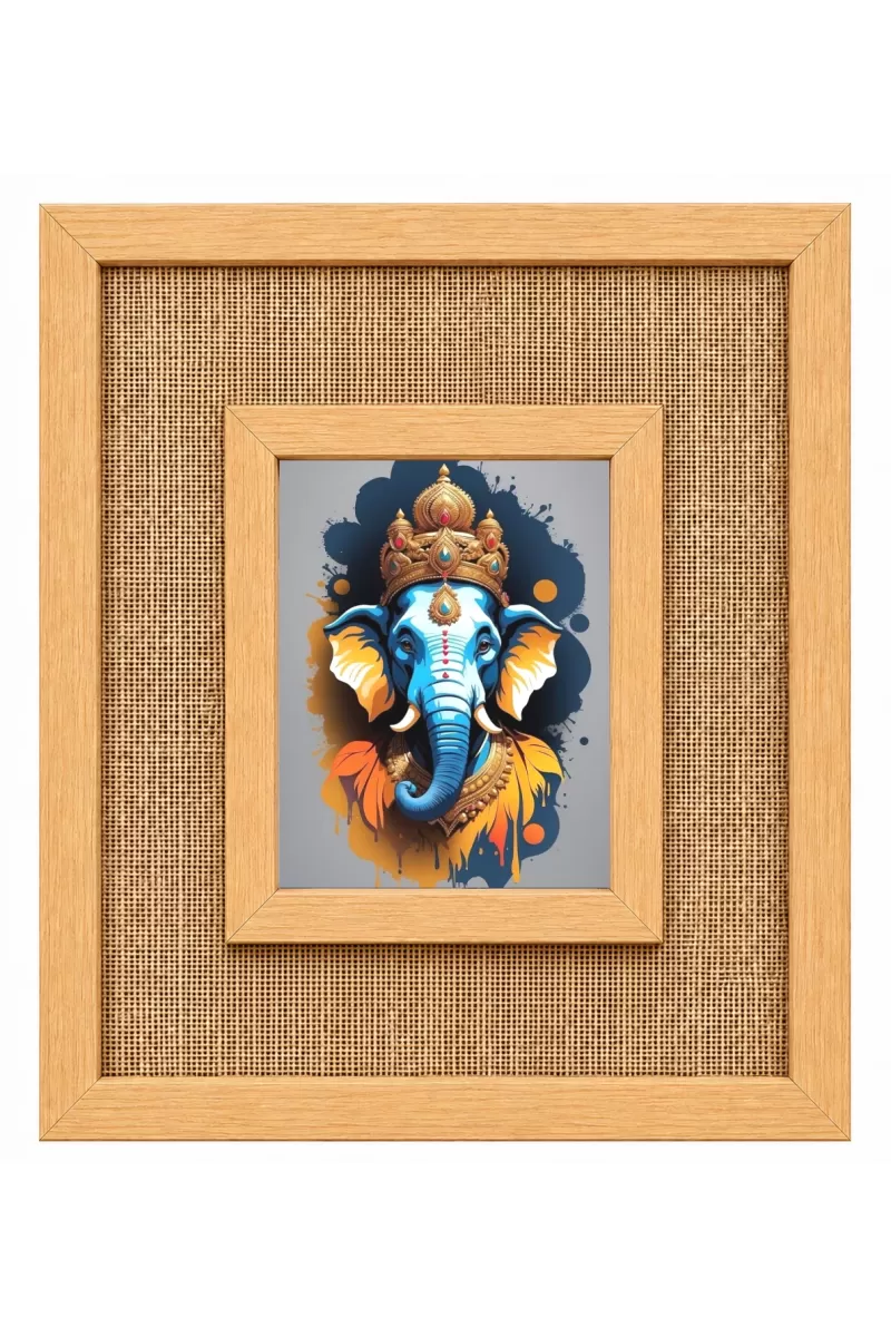 Lord Ganesha Laminated Jute Wall Photo Frame, 14 X 16 Inch (F174184)