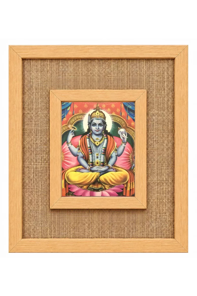Lord Vishnu Laminated Jute Wall Photo Frame, 14 X 16 Inch (F174185)