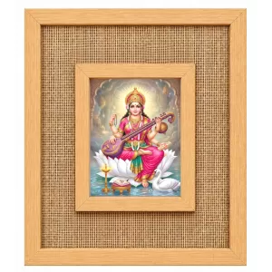 Goddess Saraswati Laminated Jute Wall Photo Frame, 14 X 16 Inch (F174186) Goddess Saraswati Laminated Jute Wall Photo Frame, 14 X 16 Inch (F174186)
