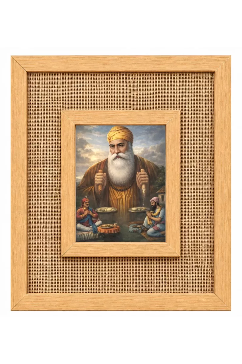 Guru Nanak Ji Laminated Jute Wall Photo Frame, 14 X 16 Inch (F174191)