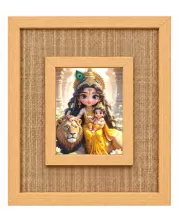 Baby Durga Laminated Jute Wall Photo Frame, 14 X 16 Inch (F174193)