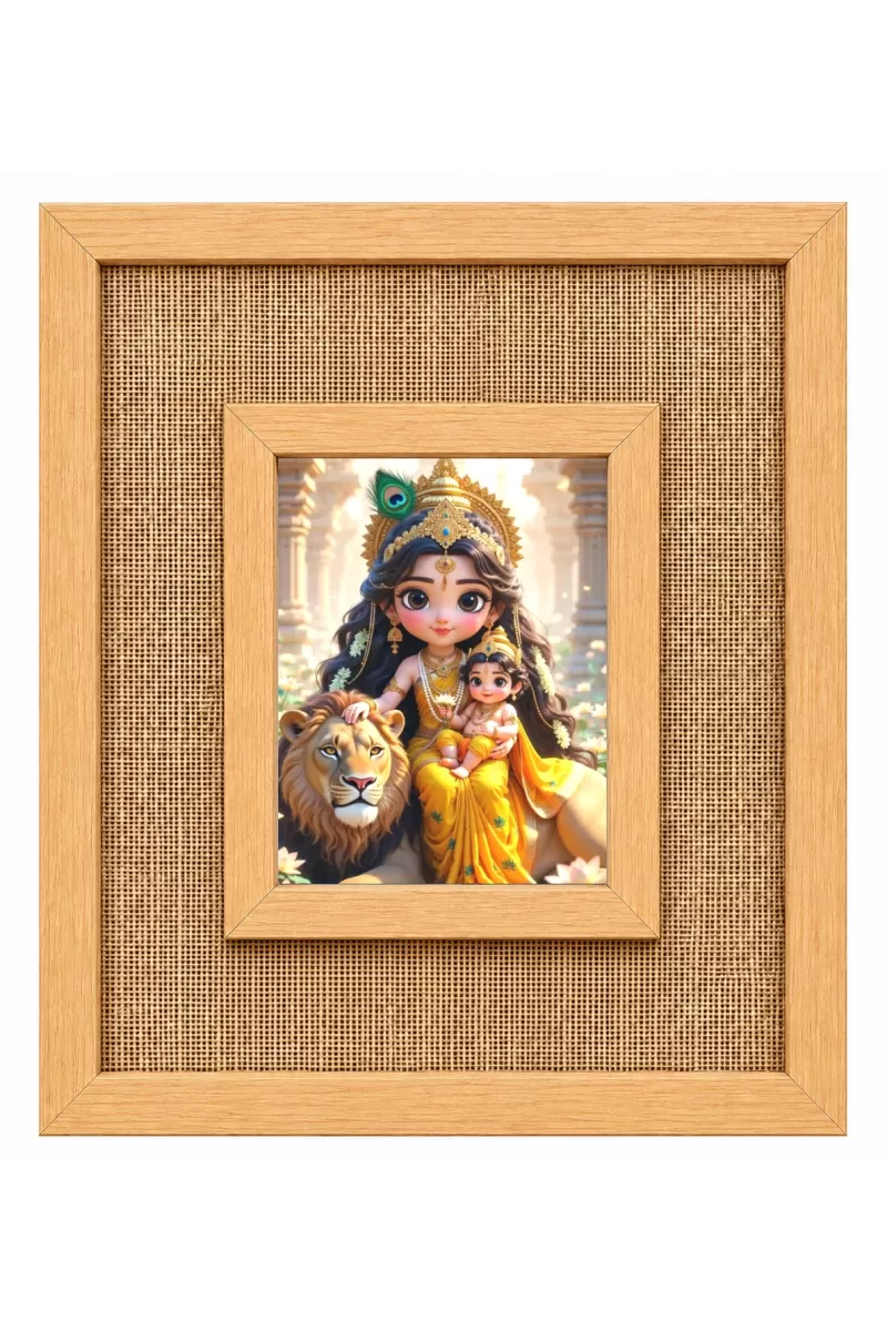 Baby Durga Laminated Jute Wall Photo Frame, 14 X 16 Inch (F174193)