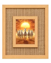 White Horses Laminated Jute Wall Photo Frame, 14 X 16 Inch (F174194)