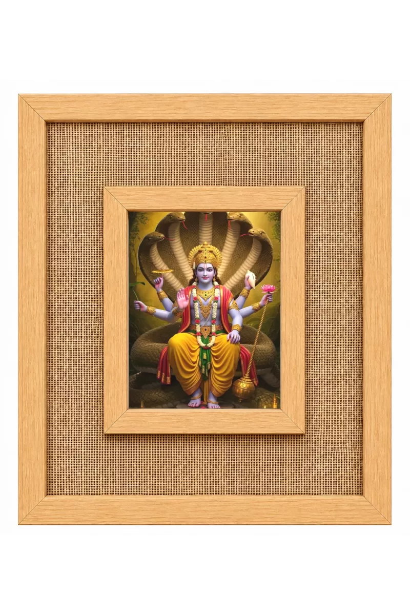 Lord Vishnu Laminated Jute Wall Photo Frame, 14 X 16 Inch (F174195)
